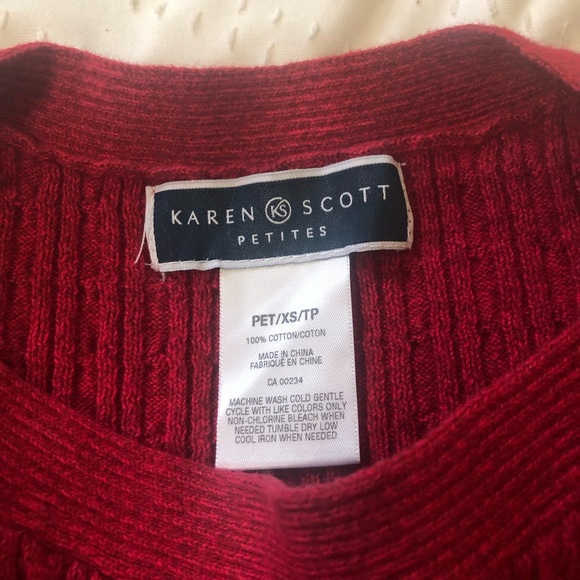 Karen Scott Women’s Petite Red Knit Sweater - Picture 4 of 5